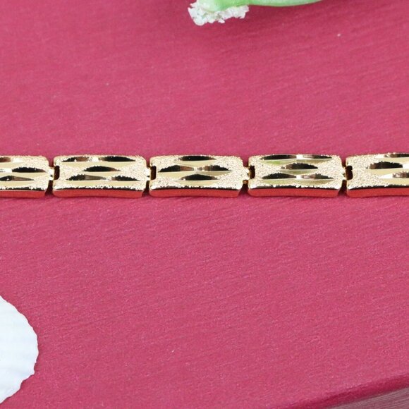 "Textured Geometric Rose Gold Bracelet in Polished Finish, XPBL0862 - Picture 11 of 12